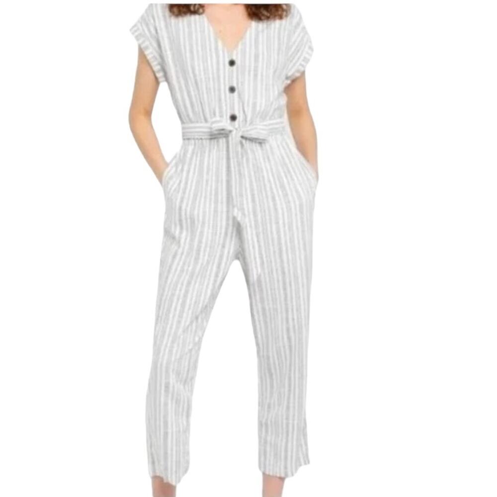 GAP White &‎ Black Striped Rayon Women's Jumpsuit Romper Size Small